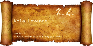 Kola Levente névjegykártya